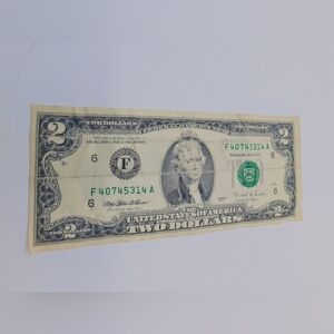 Two Dollar Bill with Green Seal F40745314 A. 1995 Series